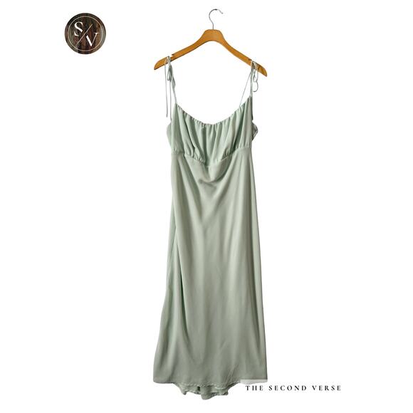 Abercrombie Dresses & Skirts - Abercrombie Dress Spaghetti Strap Side Slit Mint Green Cottagecore Large
